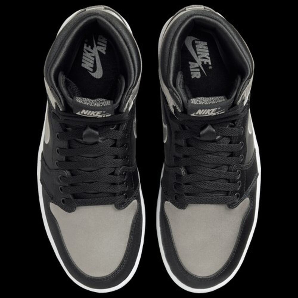 WOMENS AIR JORDAN 1 RETRO HIGH OG, BLACK/MEDIUM GREY SATIN FD4810 010 SIZE 11 - Picture 5 of 6